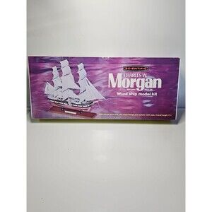 1974 Charles Morgan Historic Whaler Wood Ship Model Kit New Complete Open Box